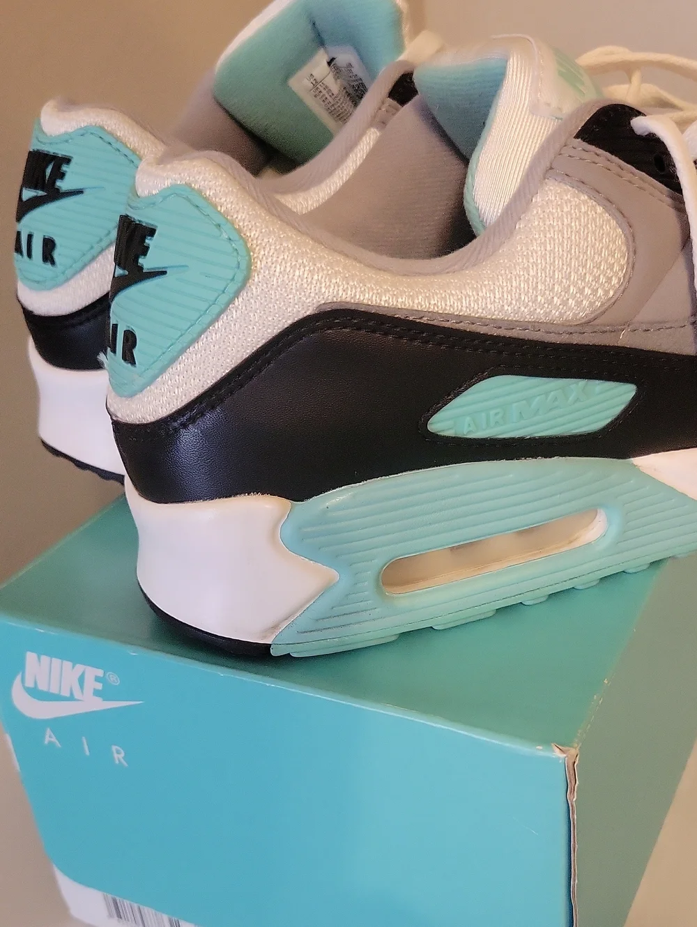 Mens Nike Air Max 90 White/particle Grey Hyper Turq